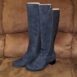 Marc Fisher Navy Suede Wide-Calf Tall-Shaft Boots